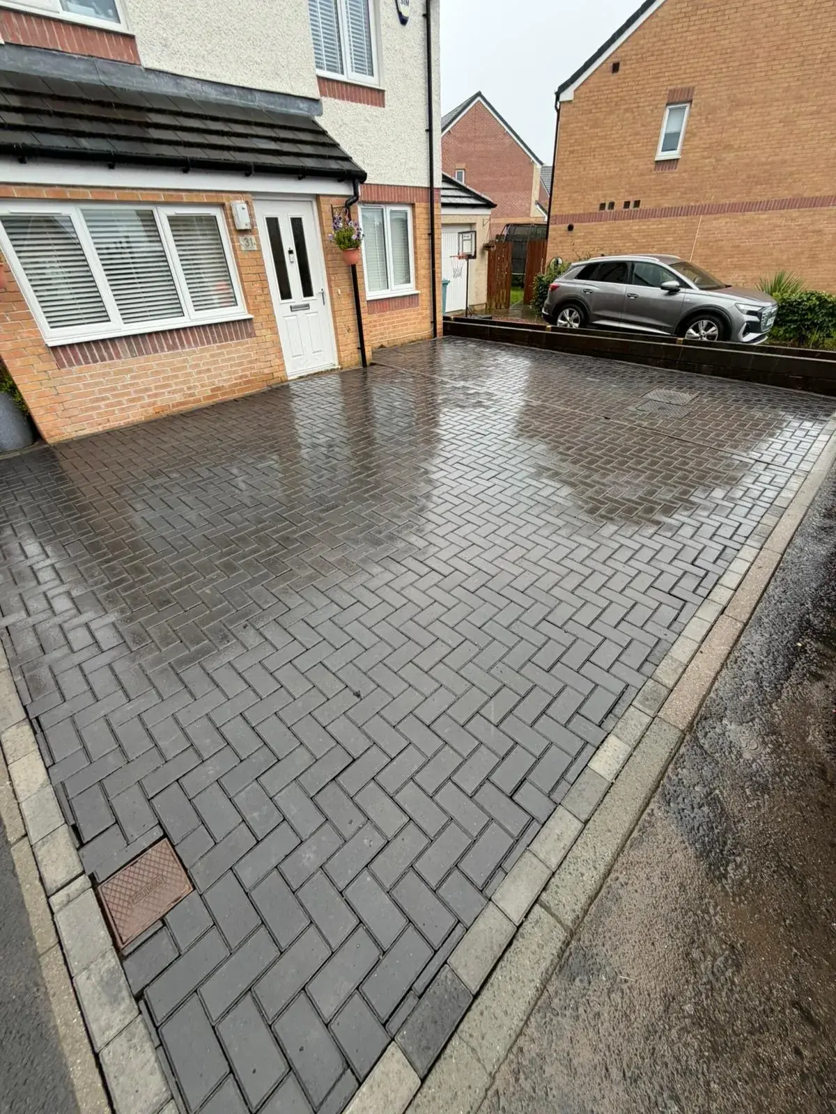 Block paving driveway after installation
